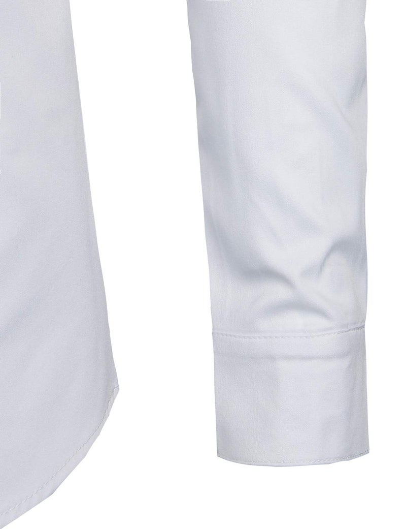 ZEROYAA Mens Hipster Solid Slim Fit Long Sleeve Mandarin Collar Dress Shirts ZLCL08 White Large - Image 5